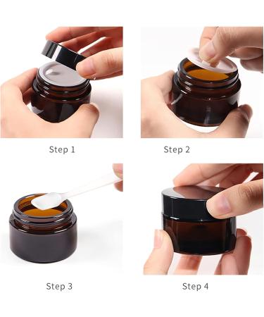 Zeoabsy 12-Piece Brown Glass Cream Boxes (5ml) with Screw Lid & Spatulas | Ideal for Cosmetics Ointments & Gels - International Shipping Available - Buy Online on SooperMarket.com