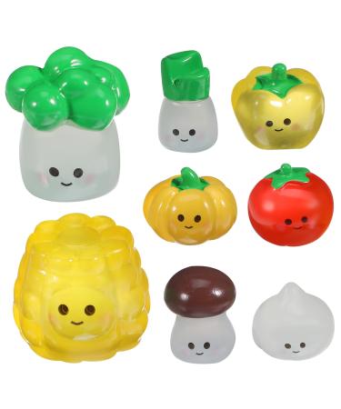 OFFSCH 8 Pcs Little Vegetable Doll Bell Peppers Sweet Peppers Broccoli Statue Cartoons Garlic Bonsai Artificial Vegetables for Decor Fairy Decor Mini Food Fake Vegetables Pumpkin Resin