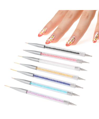 7pcs nail puncture pencil set double -sided nail point pen nail art brush pens nail polish manicure point nail art tool set for diy nail design
