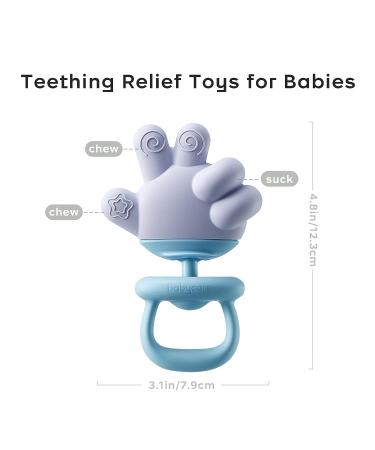 BC Babycare Baby Teether Toys - Silicone Teething Toys for Babies 0-6 Months - Finger Shape Infant Teething Pacifier (Blue) - Buy Online on SooperMarket.com
