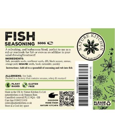 Nature Kitchen Fish Seasoning (Mild) 500G - Gluten-Free Vegan Blend for Everyday Cooking - Spices, Herbs for Marinades, Sauces, Frying, Baking, Grilling - Buy Online on SooperMarket.com