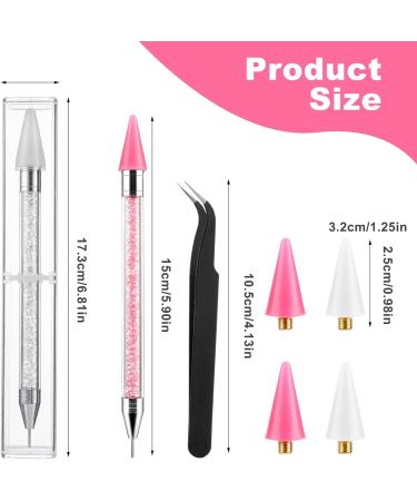 WLLHYF Rhinestone Picker Dotting Pen 7 Pcs Acrylic Crystal Rhinestones Applicator Wax Head Tip Pencil Picker Dotting Pen DIY Nail Art Decoration Tool for Nails - Buy Online on SooperMarket.com