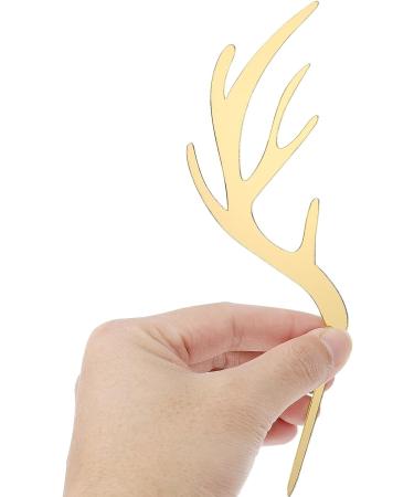 MAGICLULU 5pcs Antlers Happy Birthday Cake Topper Reindeer Antler Acrylic Cake Topper for Xmas Birthday Wedding Party Supplies Gloden - Buy Online on SooperMarket.com