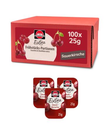 Schwartau Extra Sour Cherry Portions Jam Portion Bowls Bulk Pack 100x25g