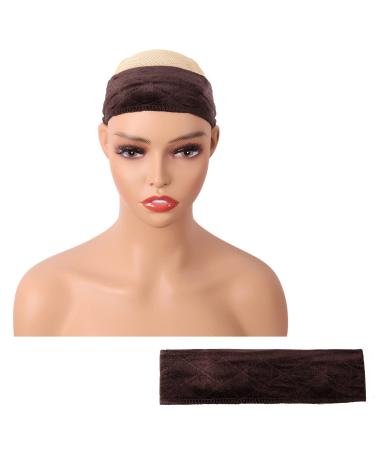 MapofBeauty Fashion Adjustable Velvet Wig Grip Wig Band No Slip Head Hair Bands Flexible Headband (Dark Brown)