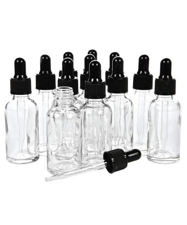 Minkissy 12Pcs Glass Dropper Bottles Clear Essential Oils Bottles with Glass Eye Droppers Refillable Empty Bottles for Liquid Aromatherapy Essential Oils(30ml)