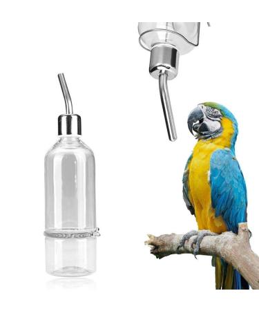 Parrot Water Feeder Stainless Steel Nipple No Drip Hanging Water Dispenser for Small Animals Hamster Rabbit Chinchilla Ferret(L)