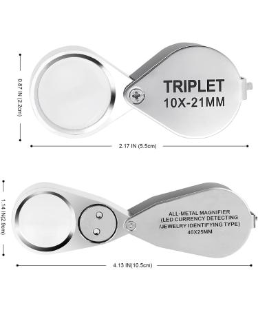 Wanapure Metal Jewelry Loop Magnifier with LED Light - 10x & 40x Pocket Illuminated Magnifying Glass for Gems, Rocks - Includes Drawstring Bag and Adjustable Lanyard - Buy Online on SooperMarket.com