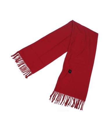 Electric Heated Scarf 3 Temperature USB Heated Scarf with Solid Color Tassel Zipper Decoration for Winter Red