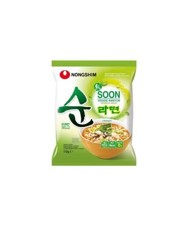 Nong Shim Soon Veggie Ramyun Instant Noodle Soup Mild Halal 112g (Pack of 20) by CNMART