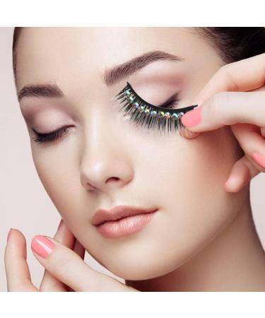 KALLORY False Eyelashes 10 Pairs Decorative Fake Lash Shiny Gems Eyelashes Women Makeup Supplies False Lashes - Buy Online on SooperMarket.com