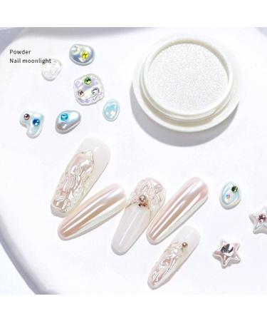 White Pearl Chrome Nail Powder - Iridescent Mirror Effect Aurora Metallic Holographic Pigment for DIY Manicure Nails - Buy Online on SooperMarket.com