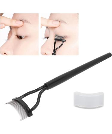 Verdant Touch Eyelash Brush Stainless Steel Eyelash Comb Curved Design Separate Cover Black Straight HandleBeauty Care - Buy Online on SooperMarket.com