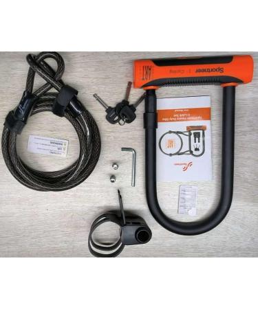 Sportne High-Safety Bicycle Lock - 18mm Anti-Theft Iron Lock with Key & 12mm x 1.8m Steel Cable | Certified Security for Ebikes - Buy Online on SooperMarket.com