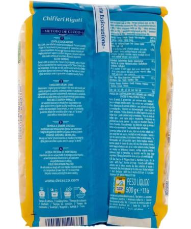 De Cecco Chiferi Rigate Pasta N33 500g - Pack of 3 - Buy Online on SooperMarket.com