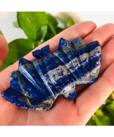 1PC Natural Blue Lapis Lazuli Quartz Stone Carvings Bat Crystal Animal Sculpture for Reiki Natural Luster - Buy Online on SooperMarket.com