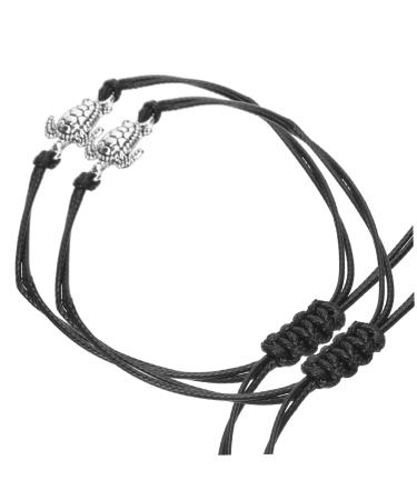TOPPERFUN 1 Pair Turtle Bracelet Initial Bracelets for Couples Turtle Ring Couples Jewelry Couple Ornament Couples Ornament Couple Jewelry Men and Women Card Cotton Rope Adjustable