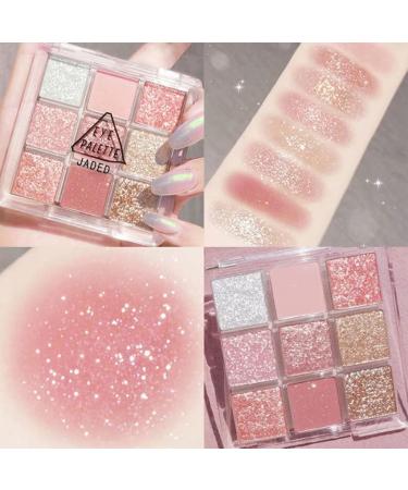 Lovelycat 9 Colors Glitter Eyeshadow Makeup Palette Matte High Pigmented Colorful Creamy Texture Eye Shadow Powder Natural Waterproof Long Lasting Eyeshadow Powder Cosmetics (pink) - Buy Online on SooperMarket.com