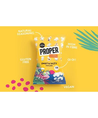 PROPERCORN Sweet & Salty Popcorn Natural Sea Salt and Demerara Sugar Seasoning Vegetarian Gluten-Free Hand-Popped Corn 65 kcal 14g Box of 32 - Buy Online on SooperMarket.com