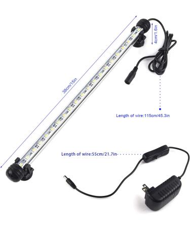 15 Inch LED Aquarium Light Submersible Crystal Glass Fish Tank Bar, IP68 Waterproof White LEDs - Buy Online on SooperMarket.com