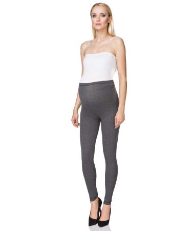 SOFTSAIL Maternity Leggings Pregnancy Pants Cotton Trousers with Belly Support Over Bump High Waisted Stretchy Soft Women Maternity Clothes Pregnancy Wear 20 Graphite