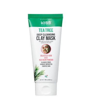 kiss new york Tea Tree Deep Cleansing Clay Mask  Korean Skin Care Minimizes Pores  Absorbs Oil  Non-Irritating  Removes Impurities 4.23 oz. (1 PACK) 4.23 Ounce (Pack of 1)