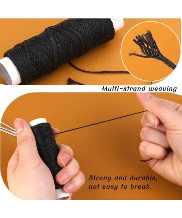 Waxed Thread 32 Yards (Black) - Leather Sewing Thread Set with Needles for Upholstery and Repair - Buy Online on SooperMarket.com