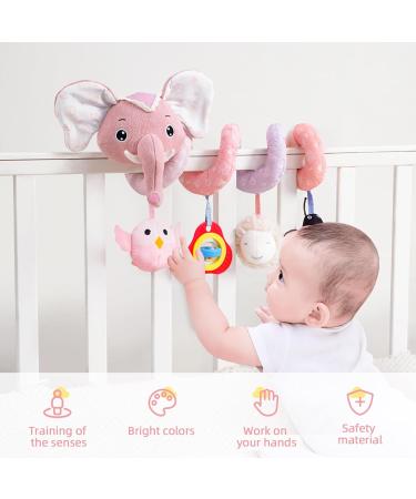 Buy Koty Autositz Plush Baby Spiral Toy - Pink Elephant with Music Box for Strollers & Cots - Perfect Infant Rattles & Teething Toy - Buy Online on SooperMarket.com