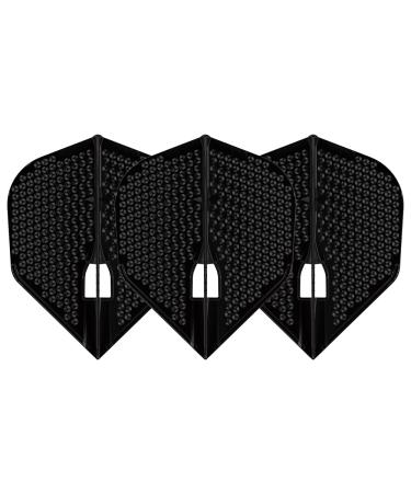LSTYLE Dart Flights - L3 Pro Dimple Small Standard Shape - for Soft Tip and Steel Tip Darts Black