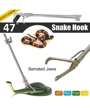 Yomyray 47'' Snake Tong Professional Collapsible Snake Catcher Tool With Zigzag Wide Jaw And Metal Automatic Lock Stainless Steel Reptile Grabber Rattle Catcher (Include Snake Bag) - Buy Online on SooperMarket.com
