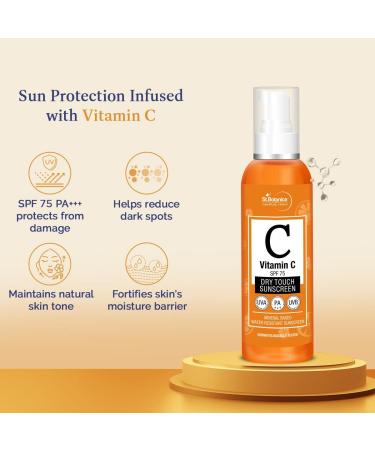 StBotanica Vitamin C SPF 75 Dry Touch Sunscreen - Mineral Water Resistant UVA/UVB PA+++ - 120ml International Shipping - Buy Online on SooperMarket.com