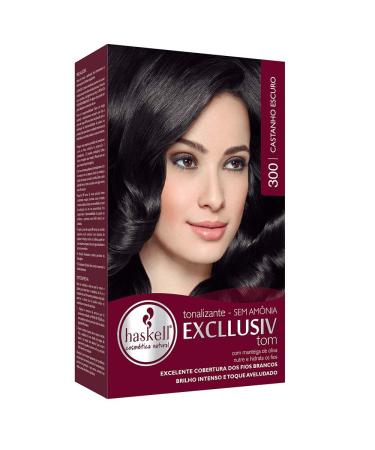 Haskell - Linha Excllusiv Tom - Castanho Escuro 300 (Bisnaga 40 gr + Frasco Aplicador 60 Ml + Sache 30 Gr) - (Dark Brown 300 (Tube Net 1.4 Oz + Applicator Bottle 2 Fl Oz + Sachet Net 1 Oz))