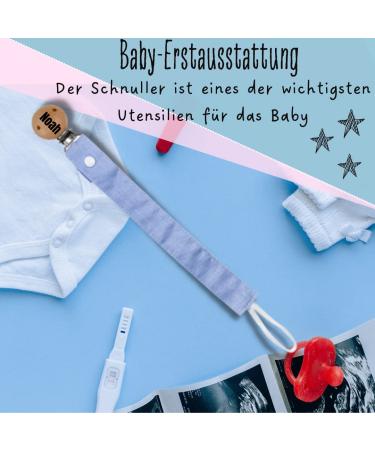 Personalized Babylovit Pacifier Chain with Name | Baby Gift for Birth & Baptism | Washable Fabric Tape Pacifier Band for Boys & Girls - Buy Online on SooperMarket.com