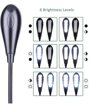 Portable LED Reading Lamp - 8 LED USB Clamping Light Flexible 360 Arm Ideal for Night Reading in Bed - Black - Buy Online on SooperMarket.com