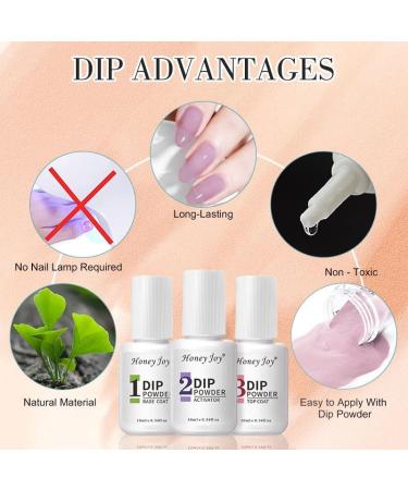 Honey Joy Dip Powder Nail Kit Starter Set | 4 Colors Nude Brown Pink | Dipping Powder Liquid with Base Top Coat | Salon Quality Manicure DIY Kit | No LED Nail Lamp Needed - Buy Online on SooperMarket.com