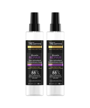 TRESemm Hair Care Pro Collection Keratin Repair Leave in Conditioner Treatment Visibly Seals Split Ends Tames Flyaways for Healthy Looking Hair 2 Pack - 6.1 Fl Oz Ea 6.1 Fl Oz (Pack of 2)