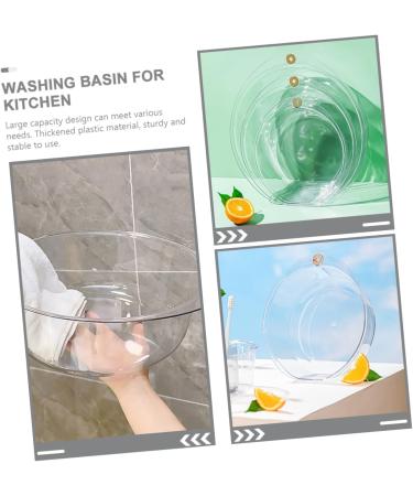 OFFSCH Transparent Plastic Washbasin Wash Basin Plastic Face Cleaning Basin Salon Washing Basin Wash Plastic Basin Foot Soaking Basin Kitchen Sink Bowl Wash Bowl Vegetable Bowl Baby Large Transparent 26.7x25.7cm - Buy Online on SooperMarket.com
