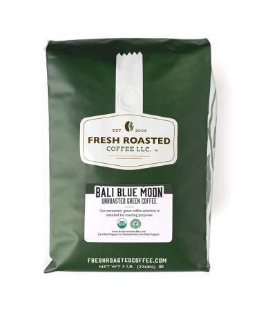 Fresh Roasted Coffee, Unroasted Organic Bali Blue Moon, Kosher, 5 Pound Organic Bali Blue Moon 5 Pound (Pack of 1)