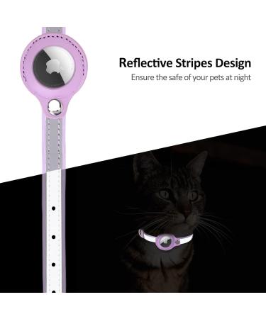 Kocnydey Reflective Airtag Cat Collar - Adjustable Anti-Wing Collars with Bell for Cats & Small Dogs (Purple XS 19-26cm) - Buy Online on SooperMarket.com