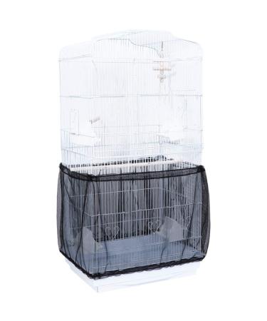 POPETPOP Bird Cage Cover Seed Catcher Birdcage Nylon Mesh Net Cover Skirt Guard (Black)