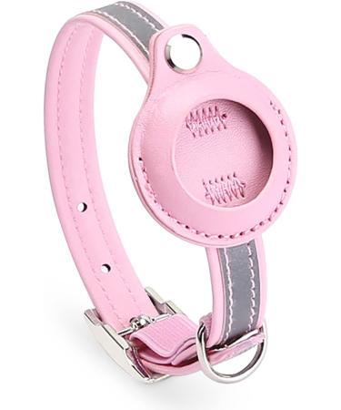 Kocnydey Leather Reflective AirTag Cat Collar - Adjustable Anti-Wing Collar with Bell for Cats & Small Dogs (Pink Size S: 23-30cm) - Buy Online on SooperMarket.com