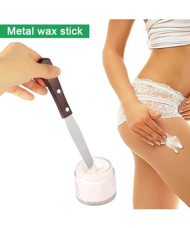 Reusable Metal Wax Spatula with Wooden Handle - Hair Removal Wax Applicator Tool for Smooth Skin | International Shipping Available - Buy Online on SooperMarket.com