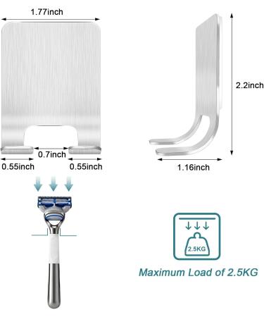 Leryati Razor Holder Shower Set - 2 Stainless Steel Self-Adhesive Razor Hangers for Bathroom & Kitchen - No Drilling Durable & Stylish Silver Holders - Buy Online on SooperMarket.com