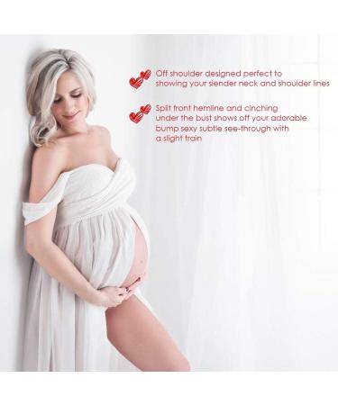 FEOYA Maxi Maternity Dress - White Chiffon Lace Gown for Pregnant Women Photography - Buy Online on SooperMarket.com