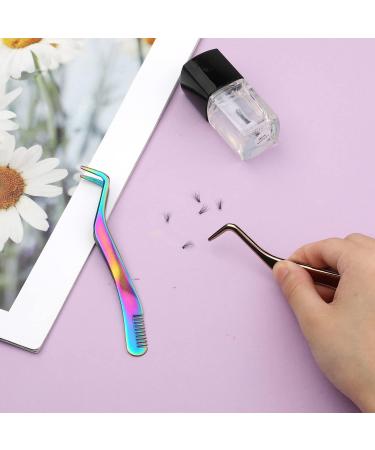 2pcs Stainless Steel Lash Tweezers Set for Volume and Classic Lashes - Rose Gold Colorful - Buy Online on SooperMarket.com