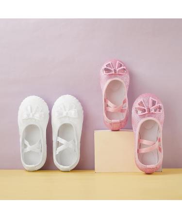 Phineein Girls Sparkle Butterfly Ballet Shoes - White, Size 1 Big Kid - Buy Online on SooperMarket.com
