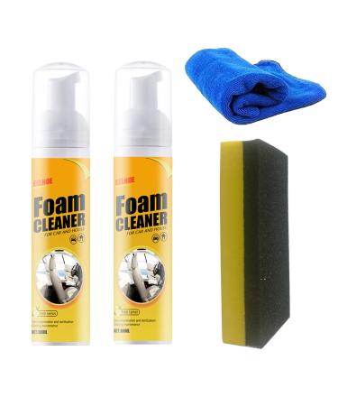 Multipurpose Foam Cleaner Spray Foam Cleaner for car and House Lemon Flavor All-Purpose Household Cleaners for Kitchen Bathroom Car 100ml (2 Set)