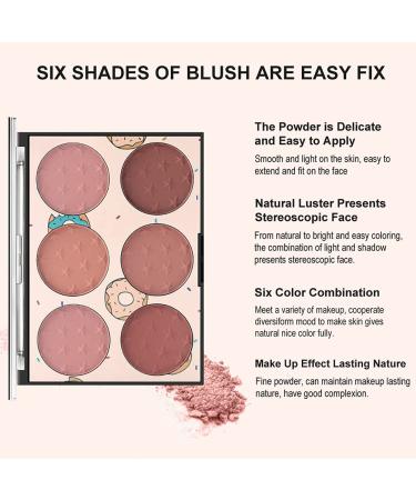 KAYNEST 6 Colors Matte Blush Palette with Marble Makeup Brush - Rose Pink Light-Luxury Contour & Highlight Face Palette (#B) - Buy Online on SooperMarket.com