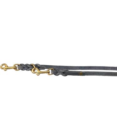 Dogeleine Fat Leather & Brass Dog Leash - Adjustable 2.80m x 8mm Gray for Small & Large Dogs - International Shipping Available - Buy Online on SooperMarket.com