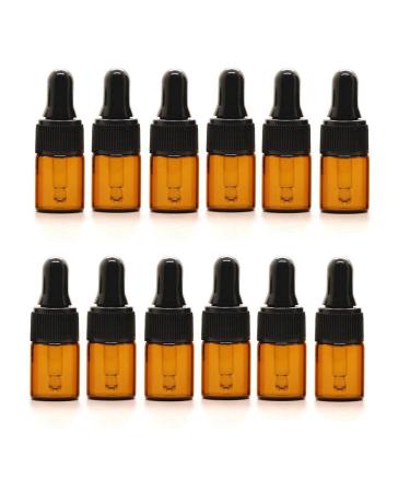 Vasana 12 empty mini-mounted stone glass drip bottles 2 ml with black rubber cap for cosmetics perfume sample travel liquid make-up beauty tools